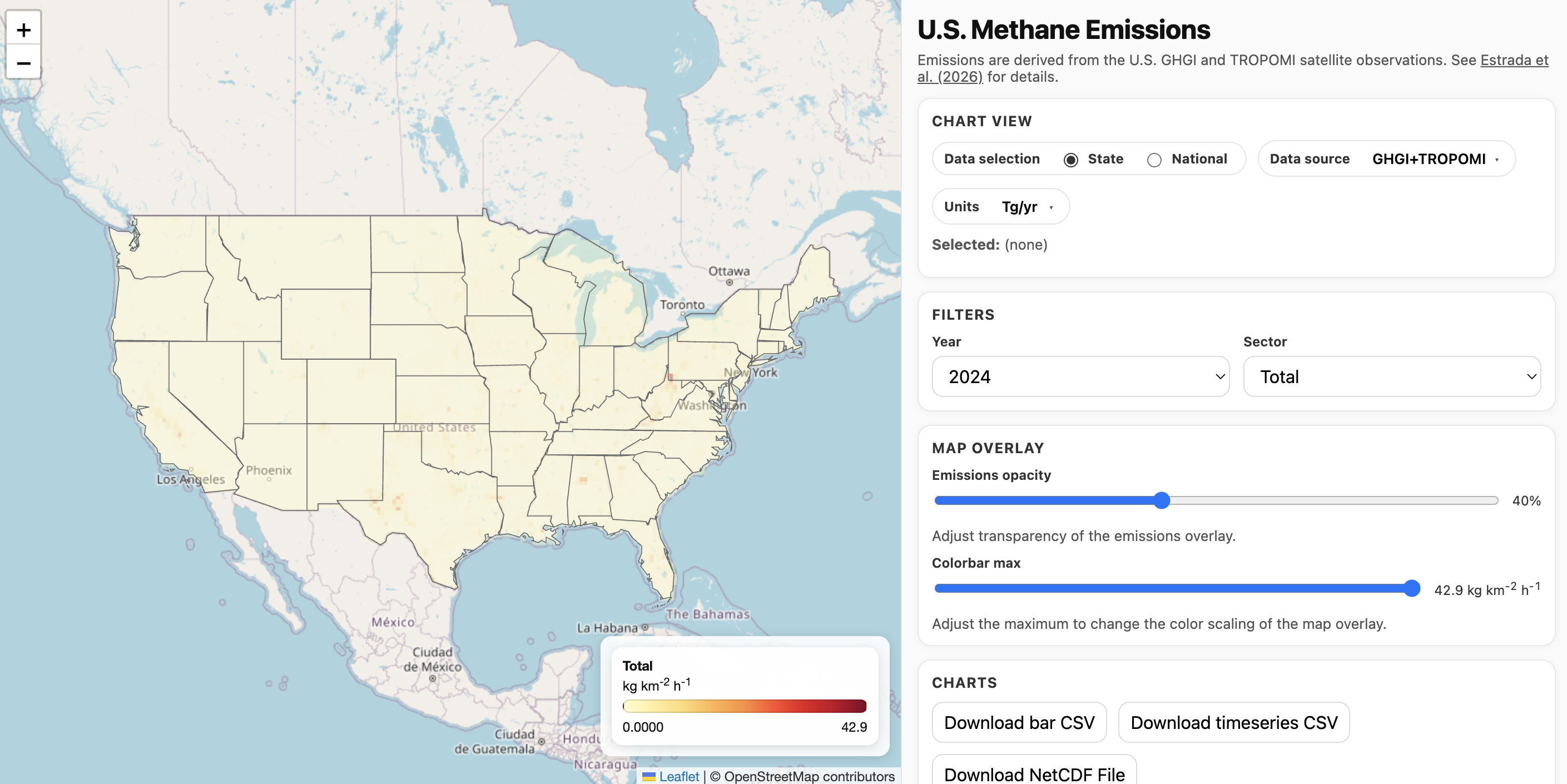 Preview of CONUS Methane Emissions online visualization tool
