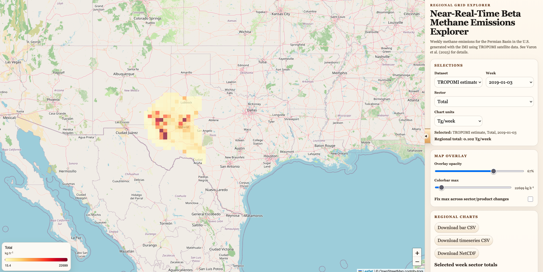 Preview of Permian Methane Emissions online visualization tool