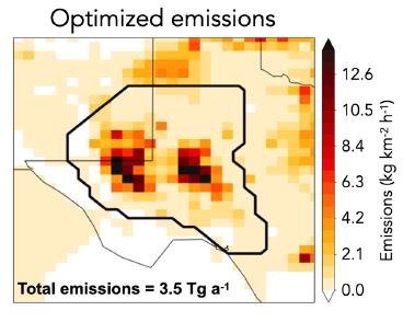 Map of optimized methane emissions